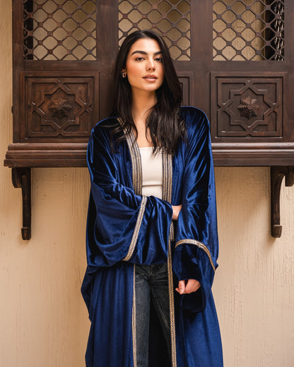Gamila Velvet Kaftan in Royal blue
