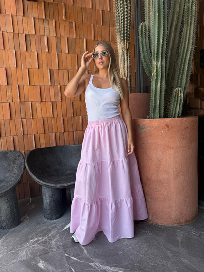 Linen skirt in pink