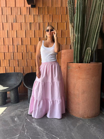 Linen skirt in pink