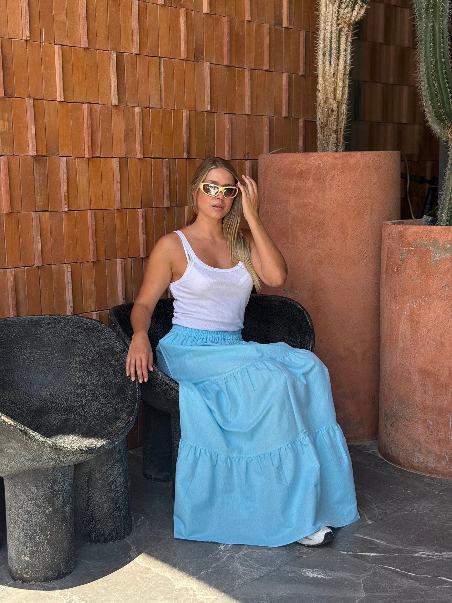 Linen skirt in blue