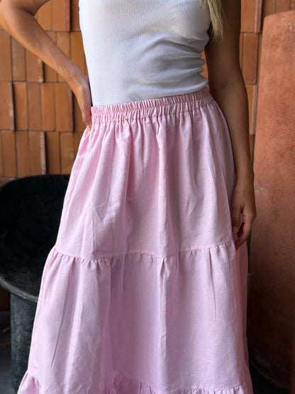 Linen skirt in pink