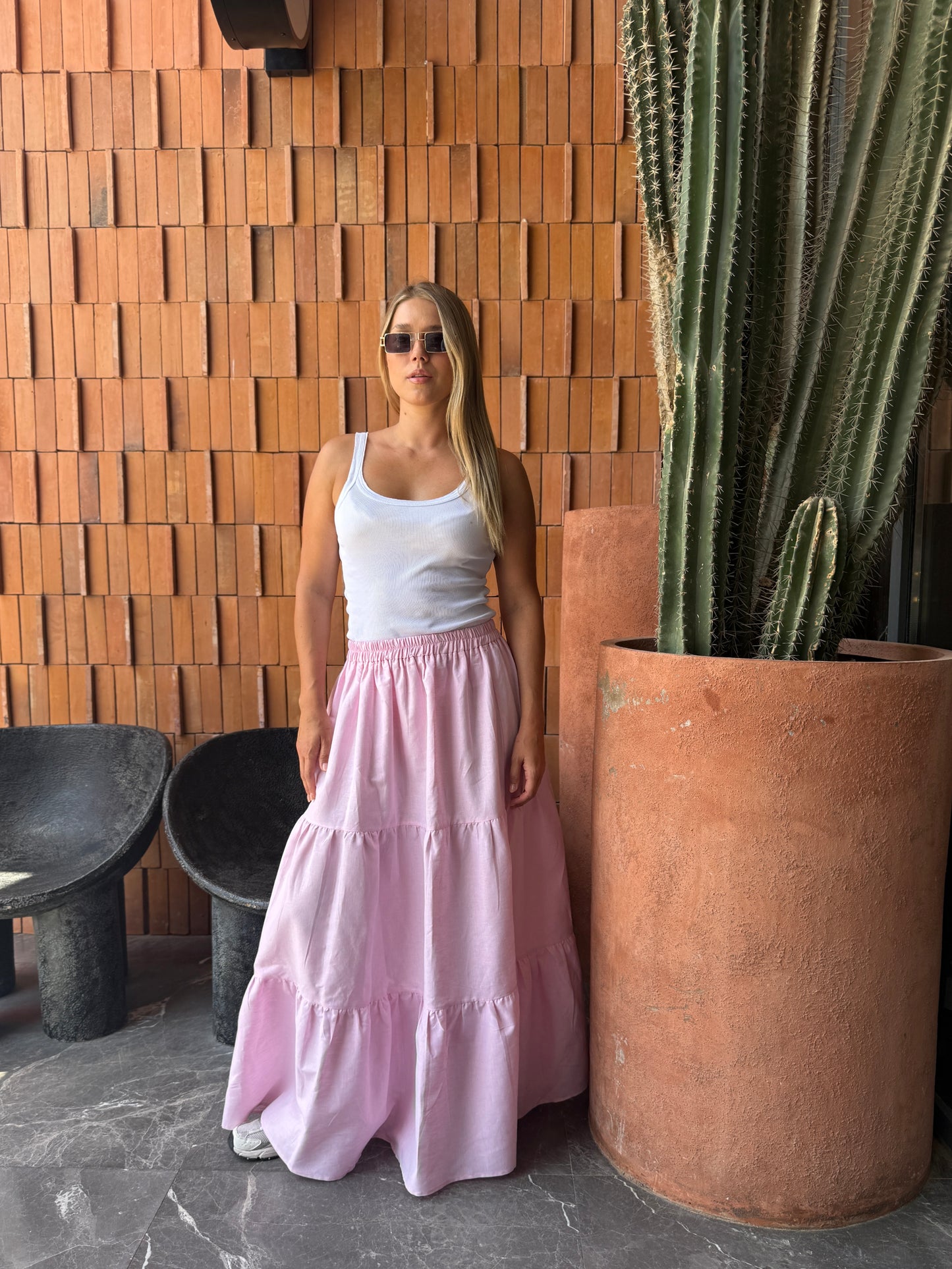 Linen skirt in pink