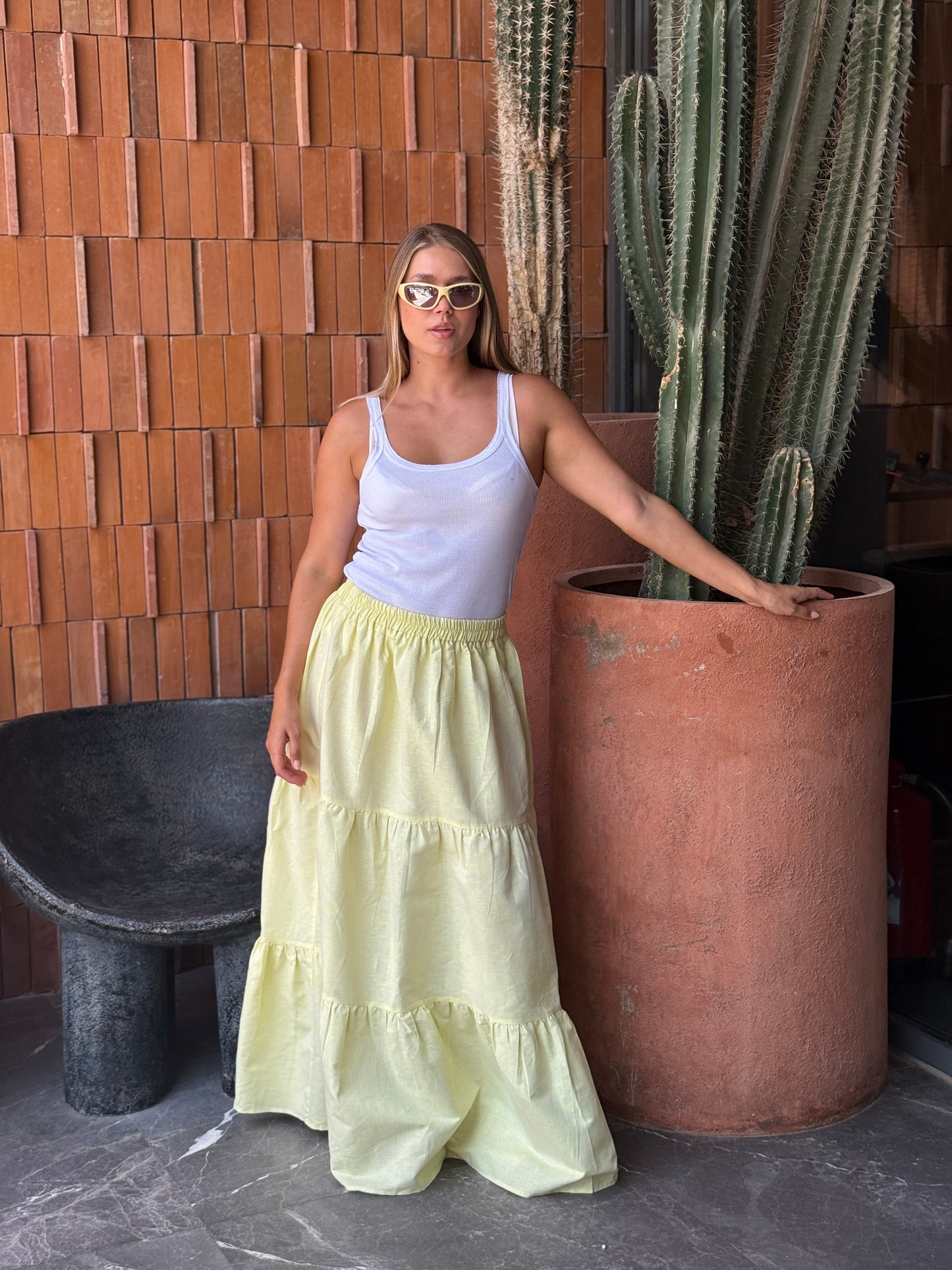 Linen skirt in yellow