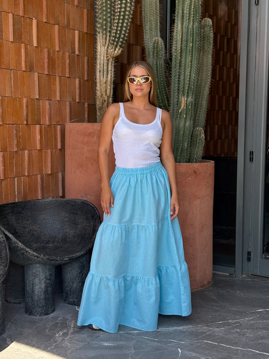 Linen skirt in blue
