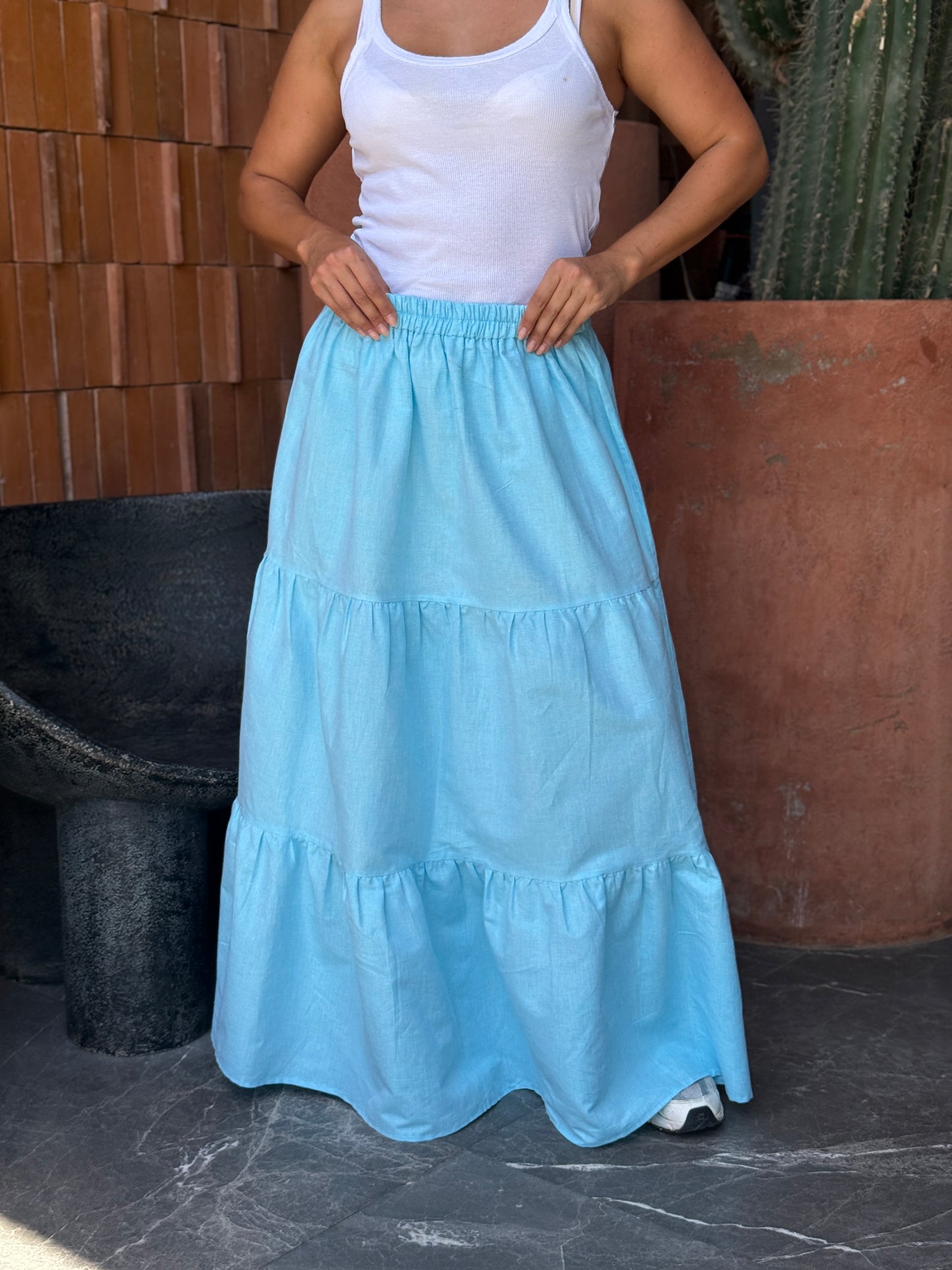 Linen skirt in blue