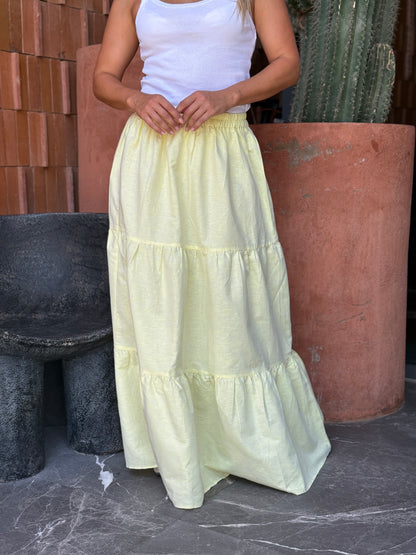Linen skirt in yellow