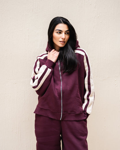 Suede touch set in burgundy